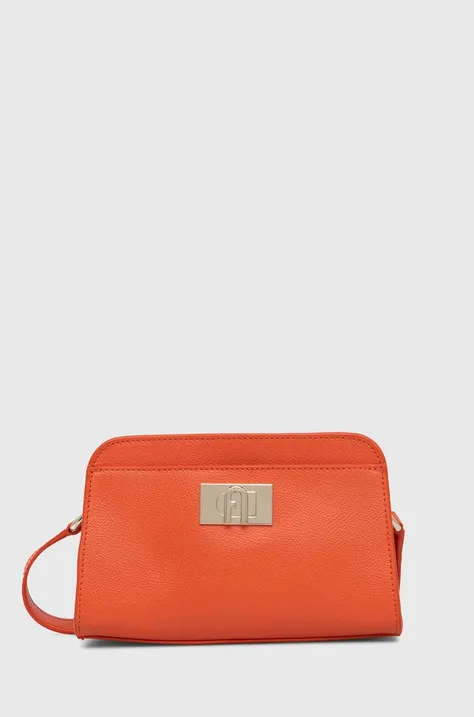 Kožená kabelka Furla oranžová barva