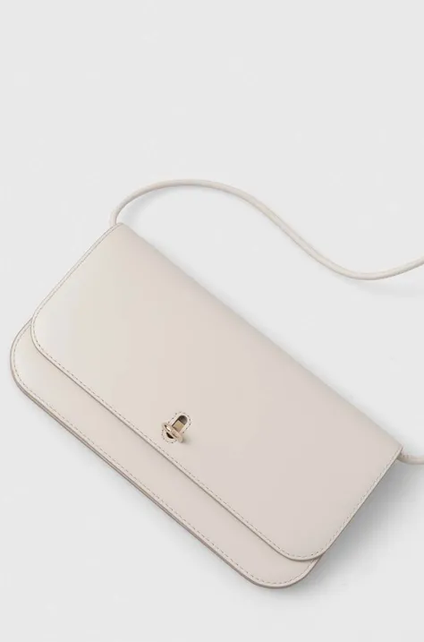 Kožená listová kabelka Furla biela farba