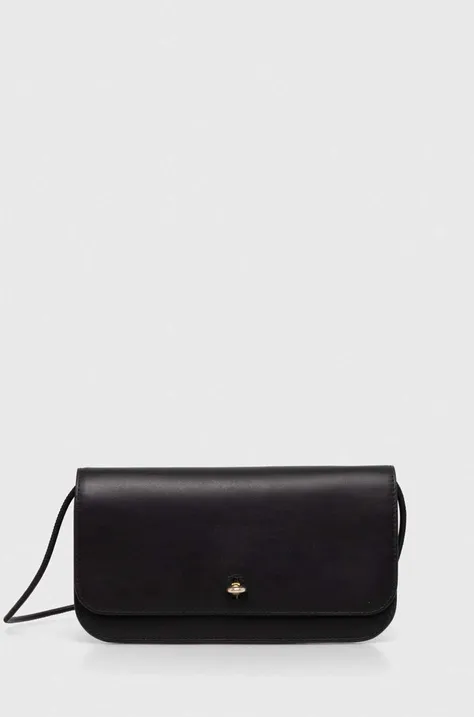 Δερμάτινη τσάντα ώμου Furla χρώμα: μαύρο