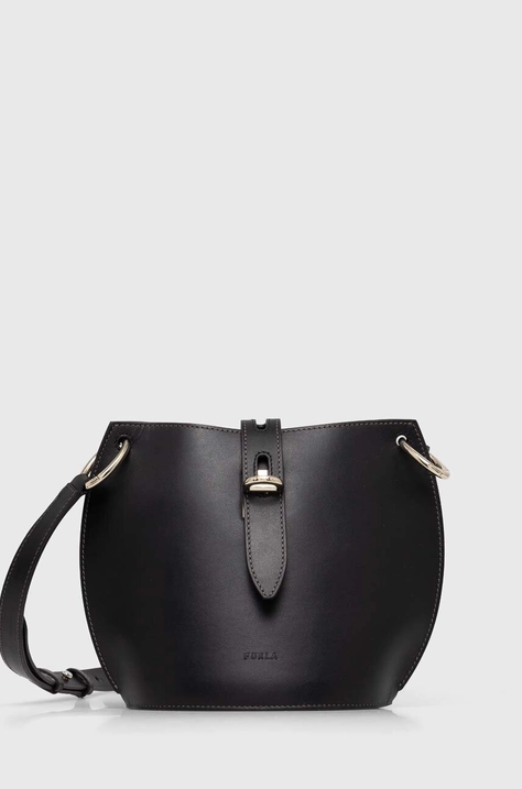 Furla poseta de piele culoarea negru