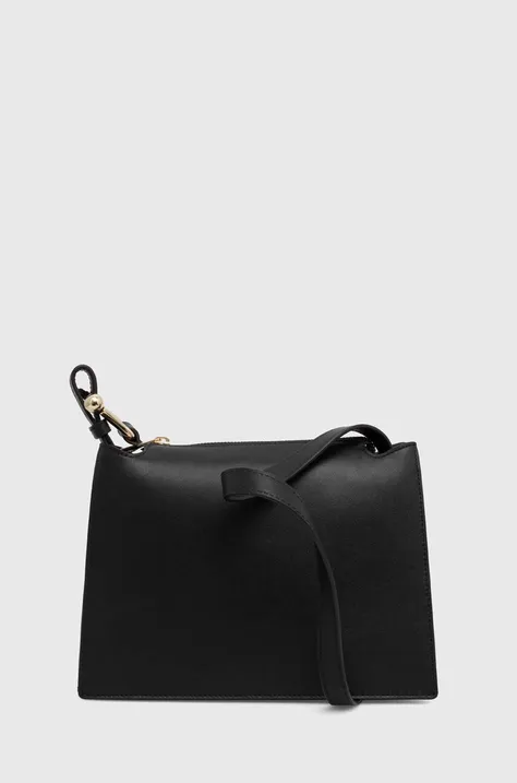Δερμάτινη τσάντα Furla χρώμα: μαύρο