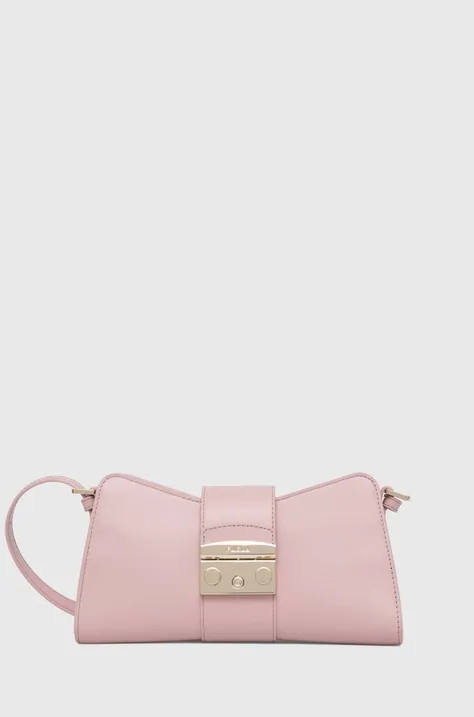 Usnjena torbica Furla roza barva