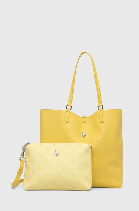 Obojstranná kabelka U.S. Polo Assn. žltá farba