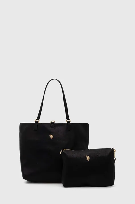 Obojstranná kabelka U.S. Polo Assn. čierna farba