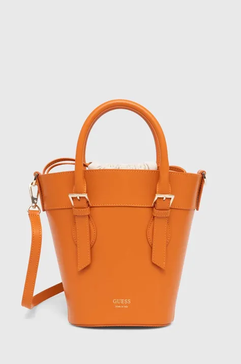 Usnjena torbica Guess DIANA oranžna barva, HWDIAA L4269