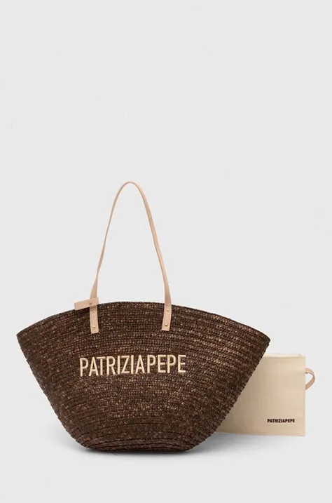 Τσάντα Patrizia Pepe χρώμα: καφέ, 2B0046 L070