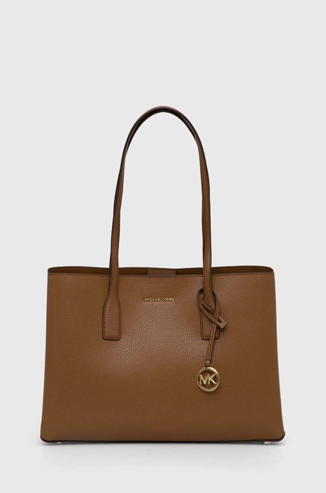 Kožená kabelka MICHAEL Michael Kors hnědá barva