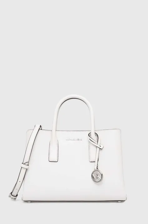 Δερμάτινη τσάντα MICHAEL Michael Kors χρώμα: άσπρο