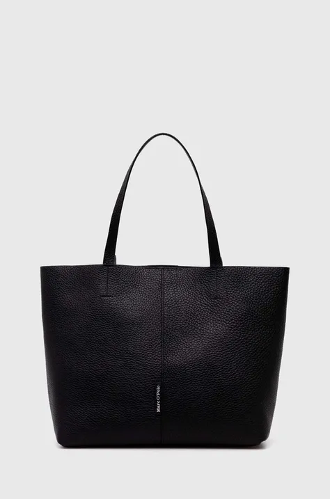 Δερμάτινη τσάντα Marc O'Polo χρώμα: μαύρο