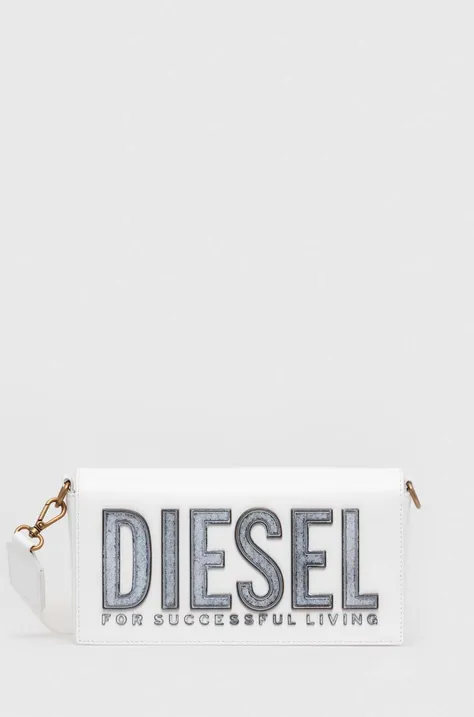 Kožená kabelka Diesel BISCOTTO SHOULDER BAG biela farba, X09775.P6183