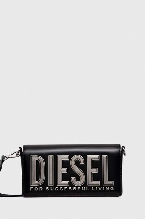 Kožená kabelka Diesel čierna farba