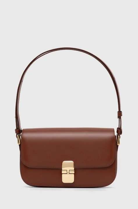 A.P.C. leather handbag Sac Grace Baguette brown color PXBMW.F61615.CAD