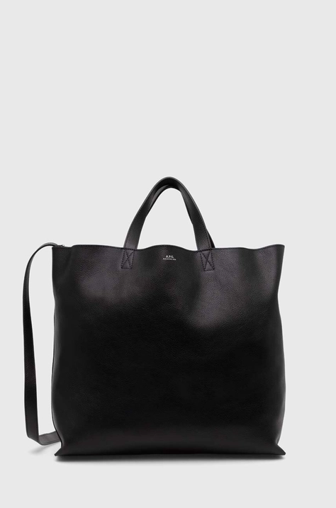 A.P.C. poseta de piele Cabas Maiko Medium Horizontal culoarea negru, PXBOK.M61770.LZZ