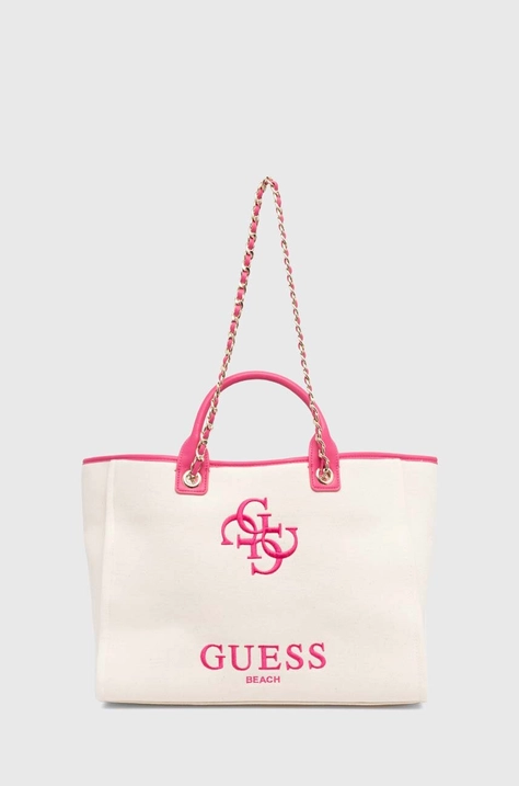 Пляжна сумка Guess CANVAS колір бежевий E4GZ16 WFCE0