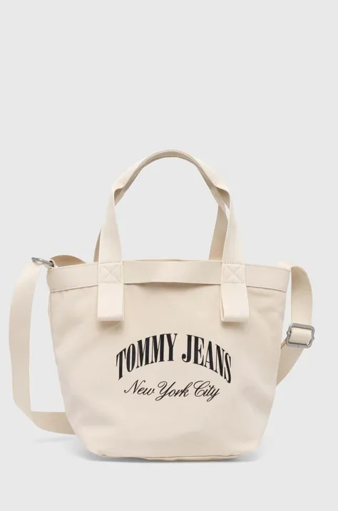 Τσάντα Tommy Jeans χρώμα: μπεζ, AW0AW16217