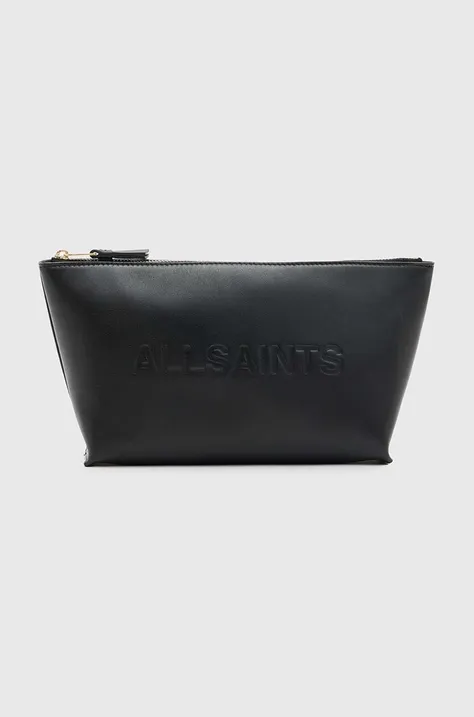 Kožená listová kabelka AllSaints EMILE čierna farba