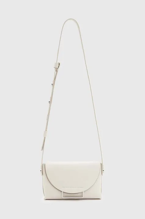 Kožená kabelka AllSaints FRANCINE biela farba