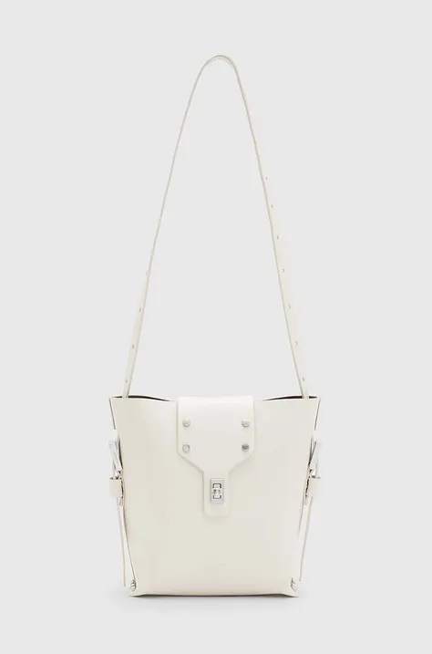 Kožená kabelka AllSaints MIRO biela farba