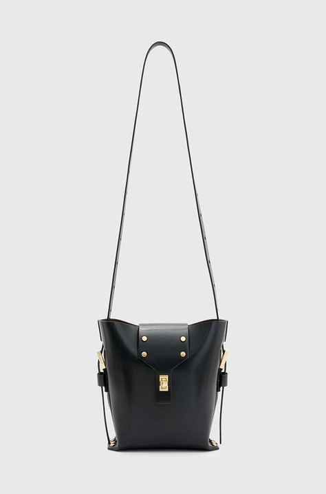 AllSaints poseta de piele MIRO culoarea negru