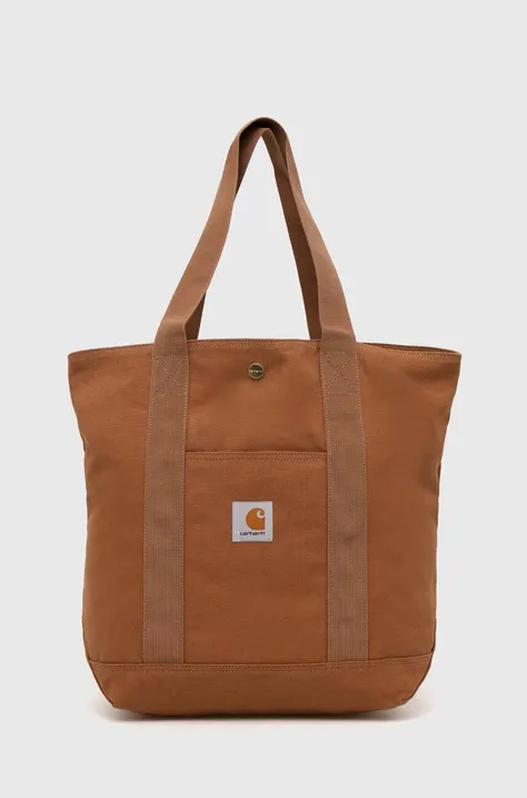 Bavlnená taška Carhartt WIP Canvas Tote hnedá farba, I033102.HZ02