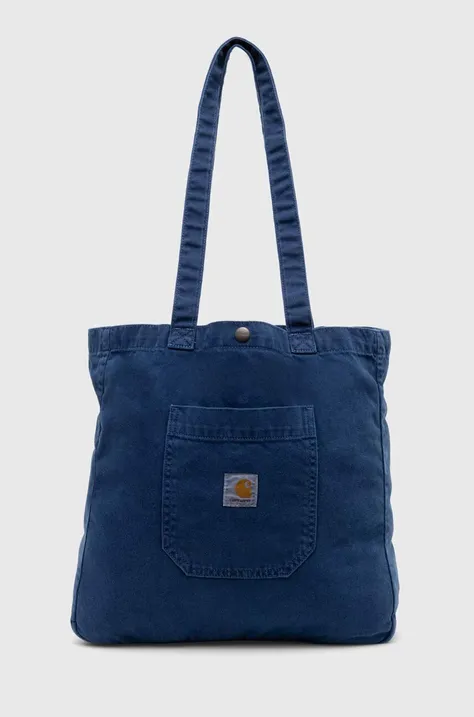 Carhartt WIP geanta de bumbac Garrison Tote culoarea albastru marin, I033157.1ZF4J