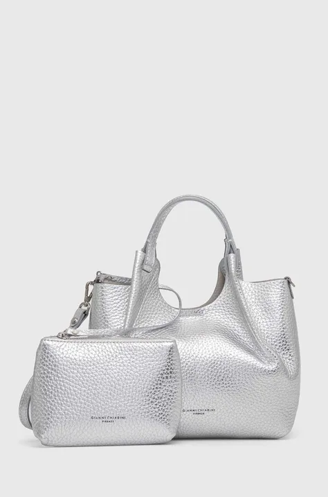 Шкіряна сумочка Gianni Chiarini колір срібний