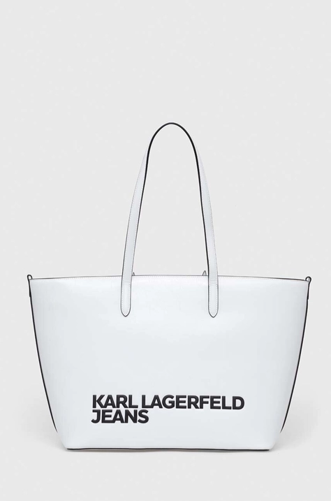 Kabelka Karl Lagerfeld Jeans biela farba