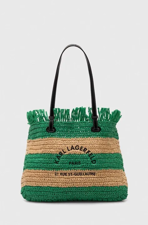Τσάντα παραλίας Karl Lagerfeld χρώμα: πράσινο