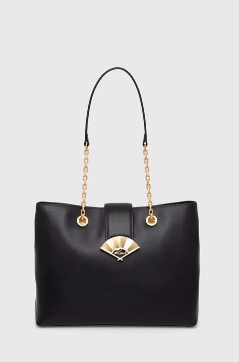 Usnjena torbica Karl Lagerfeld črna barva