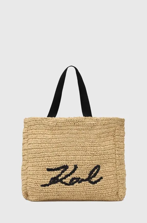 Пляжна сумка Karl Lagerfeld колір бежевий