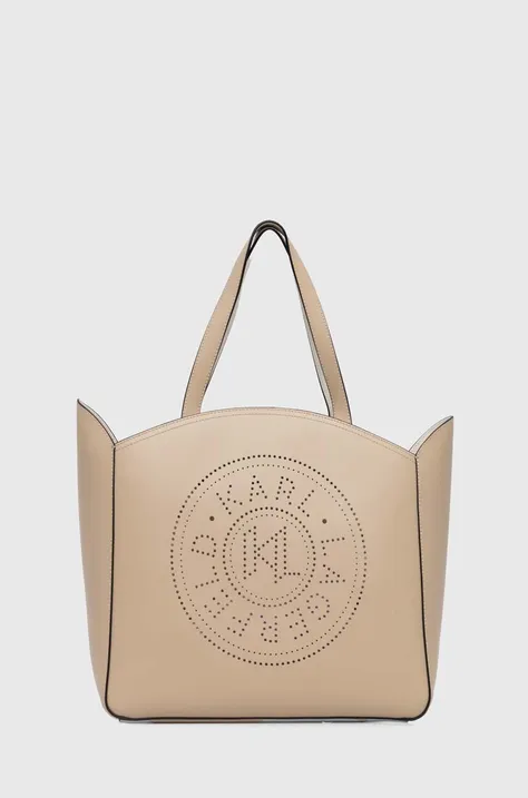 Kožna torba Karl Lagerfeld boja: bež