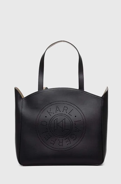 Kožna torba Karl Lagerfeld boja: crna