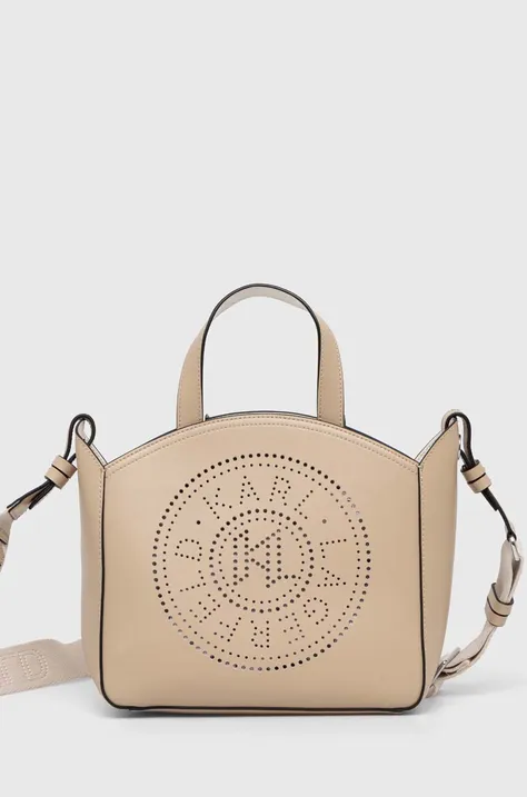 Δερμάτινη τσάντα Karl Lagerfeld χρώμα: άσπρο