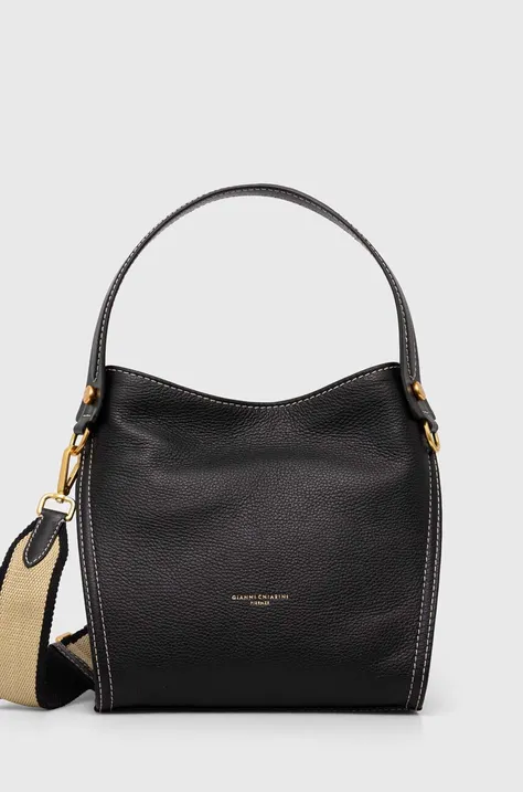 Usnjena torbica Gianni Chiarini črna barva