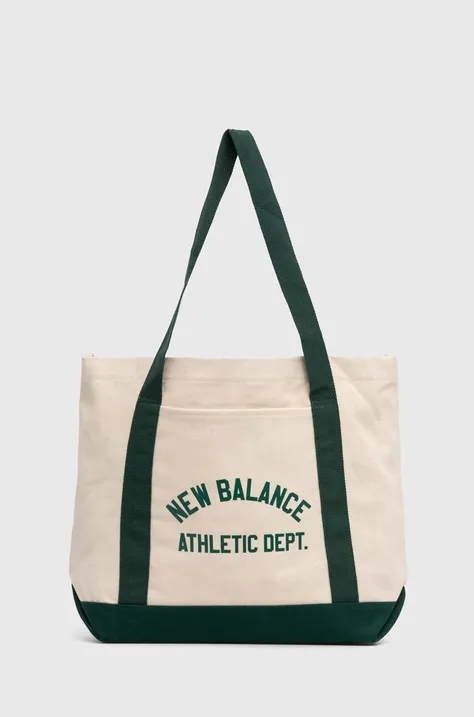 Βαμβακερή τσάντα New Balance χρώμα: μπεζ, LAB23110NWG