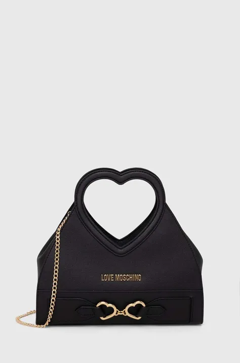 Usnjena torbica Love Moschino črna barva