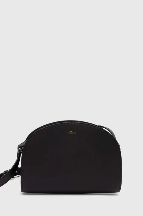 Kožená kabelka A.P.C. sac demi-lune čierna farba, PXAWV-F61048