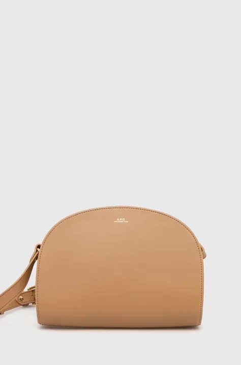 A.P.C. leather handbag sac demi-lune beige color PXAWV-F61048