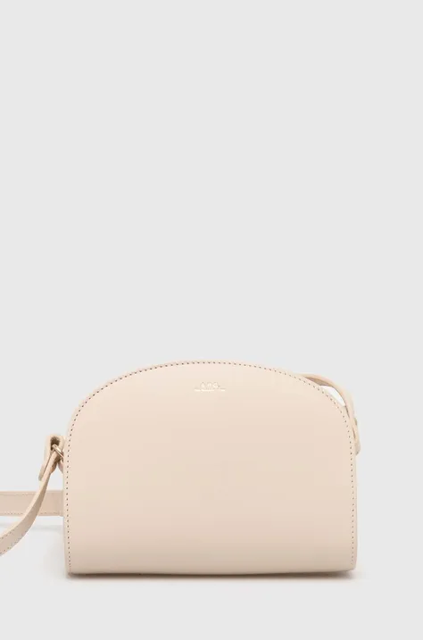 A.P.C. leather handbag sac demi-lune mini beige color PXAWV-F61392