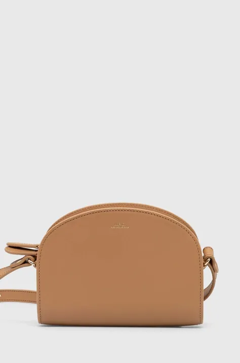 A.P.C. leather handbag sac demi-lune mini beige color PXAWV-F61392