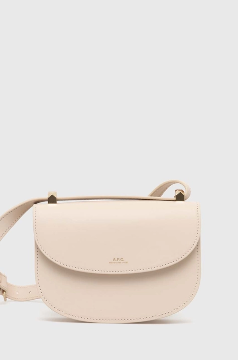 A.P.C. leather handbag sac geneve mini beige color PXAWV-F61415