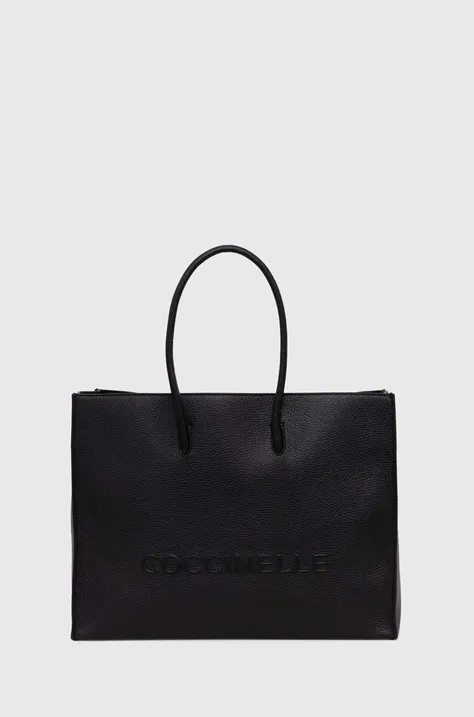 Kožna torba Coccinelle boja: crna