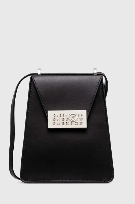 Kožená kabelka MM6 Maison Margiela Numbers Vertical Mini Bag černá barva, SB5WG0018