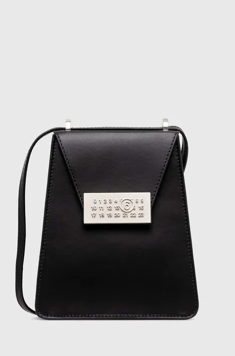 MM6 Maison Margiela torebka skórzana Numbers Vertical Mini Bag kolor czarny SB5WG0018