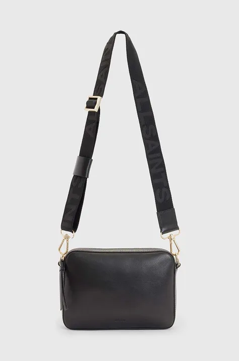 Δερμάτινη τσάντα AllSaints LUCILE CROSSBODY χρώμα: μαύρο, WB547Z