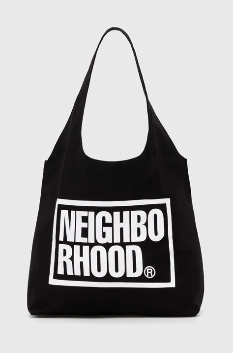 Βαμβακερή τσάντα NEIGHBORHOOD ID Tote Bag-M χρώμα: μαύρο, 241MYNH.CG01