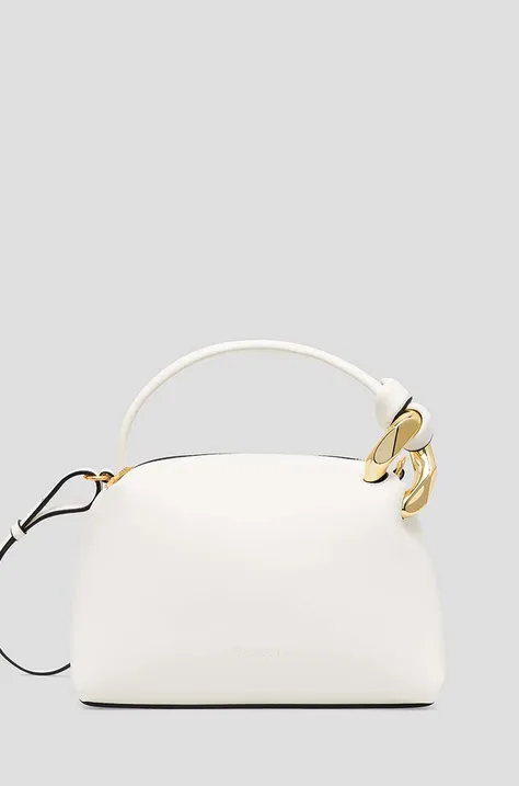 Kožená kabelka JW Anderson Small Corner Bag biela farba, HB0603.LA0307.002