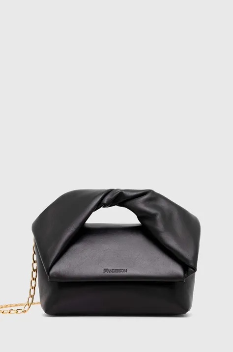 Kožená kabelka JW Anderson Midi Twister Bag čierna farba, HB0539.LA0315.999