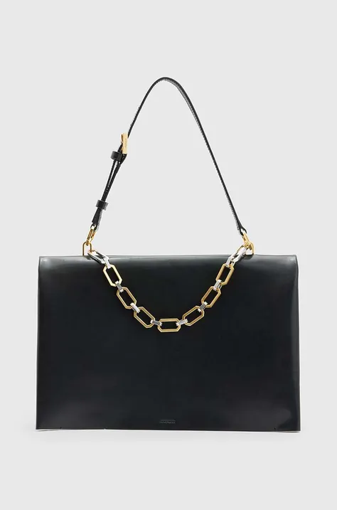 Usnjena torbica AllSaints LUCA SHOULDER BAG črna barva, W003XA