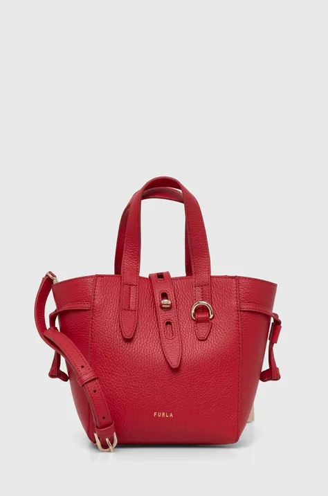 Kožená kabelka Furla červená farba, BASRFUA HSF000 2673S